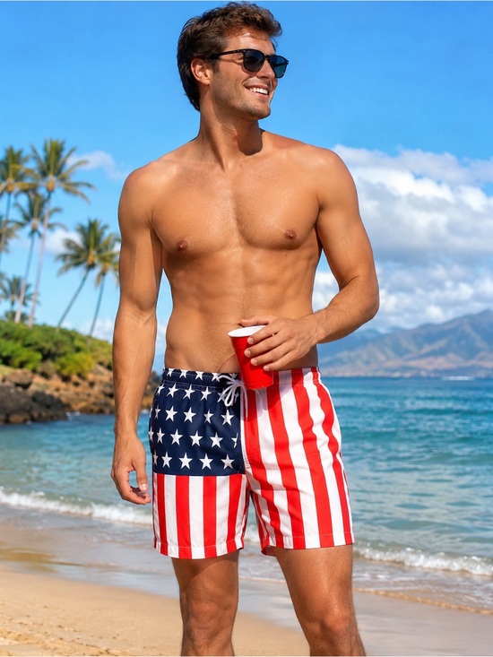 Trunks Surf & Swim Co. Other - USA Flag Swim Trunks Men’s Medium Patriotic 4th Of July Beach Shorts NWT